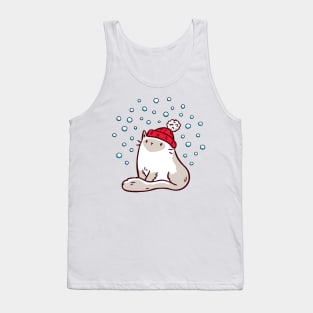 Cute Ragdoll Cat Watching Snowfall Tank Top